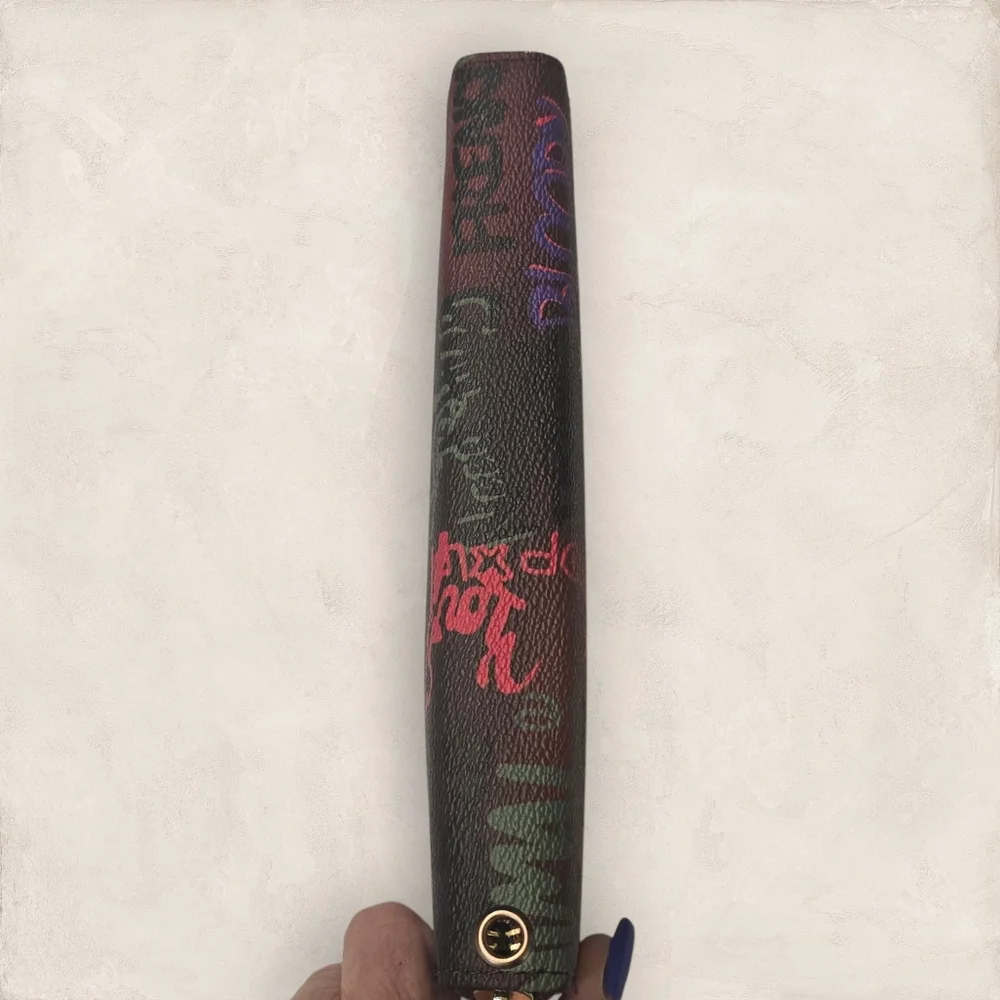 Graffiti Print Zip Around Wallet‎ Wristlet Vegan Leather NEW